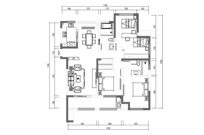 免費下載三居室戶型CAD平面方案設計圖_dwg格式_編號28840028及軟件開發(fā)應用